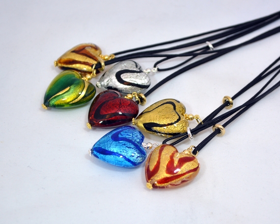 Colorful assortment Heart pendants - Murano Glass Jewelry - Murano Glass  Gifts Co.