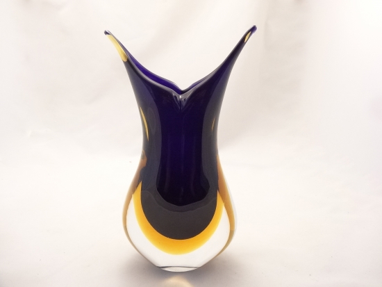 Murano Glass Cobalt Blue Amber Vase - Murano Glass - Murano