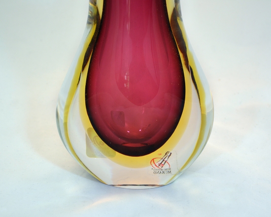 Murano Glass Vase Gray/Ruby - Murano Glass - Murano Glass Gifts Co.