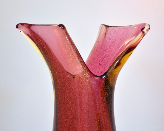 Murano Glass Vase Gray/Ruby - Murano Glass - Murano Glass Gifts Co.