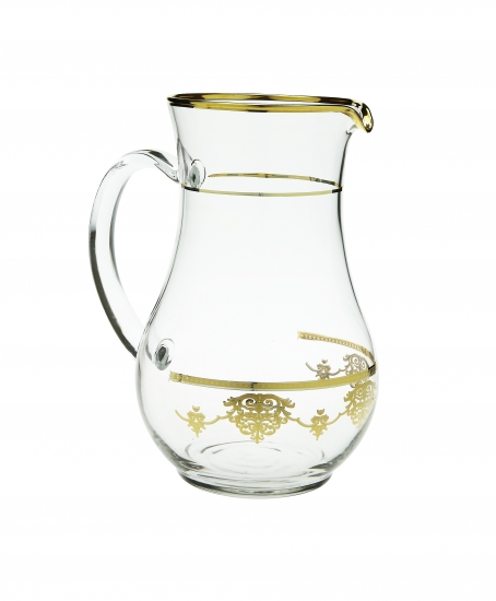 Glass Water Pitcher with Rich Gold Design - World Art Glass - Murano Glass  Gifts Co.