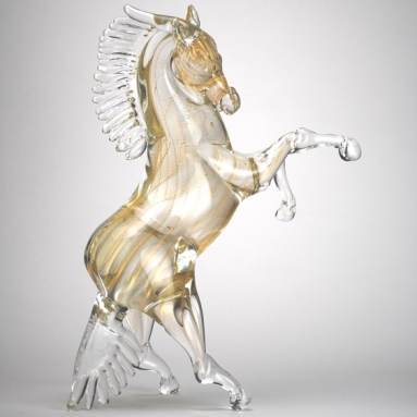 Murano Glass Crystal and Gold Horse
