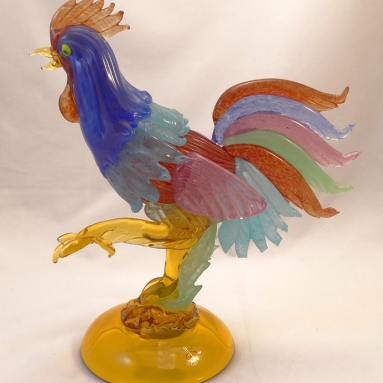 Murano Glass  Rooster Head Up