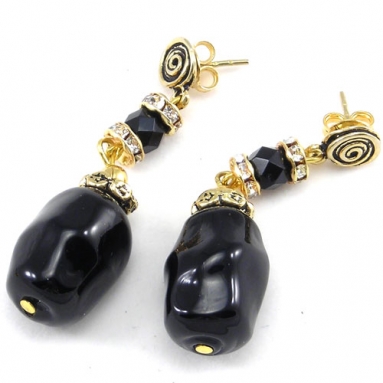 Murano Glass Earrings Black