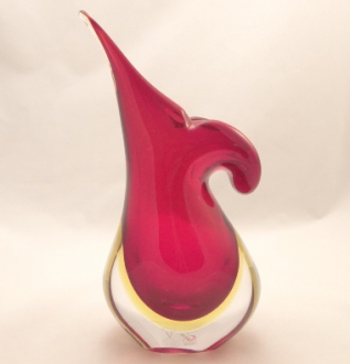 Murano Glass Vase Red/Amber