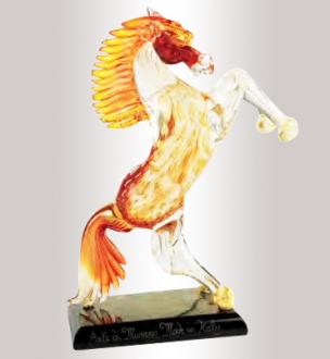 Murano Glass Amber and Gold Horse