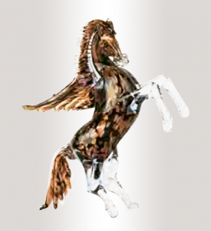 Murano Glass Aventurine/Black Horse With Wings