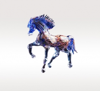 Murano Glass Aventurine/Blue Horse