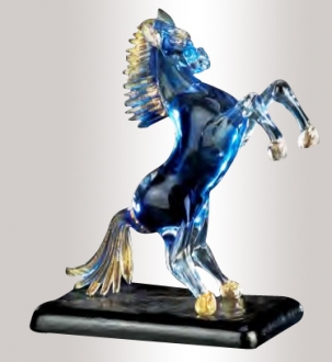 Murano Glass Blue Sky And Gold Horse