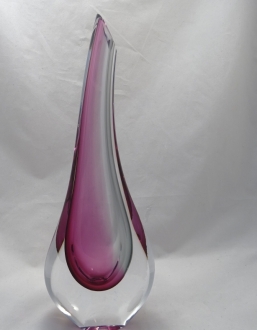 Murano Glass Vase Gray/Ruby