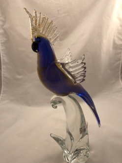 Murano Glass Parrot Blue
