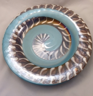 Murano Glass Centerpiece Aqua/Brown