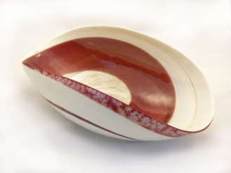 Murano Glass Large Red and Ivory Centerpiece