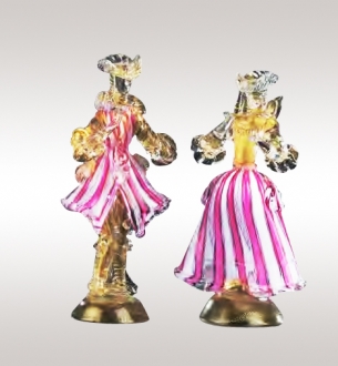 Murano Glass Couple Figurines Colorfull Assortment