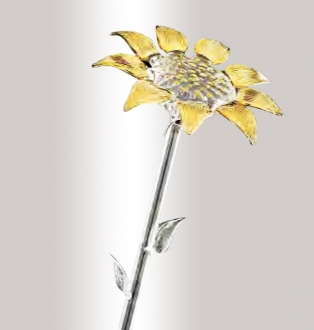 Murano Glass Crystal/Gold Sunflower