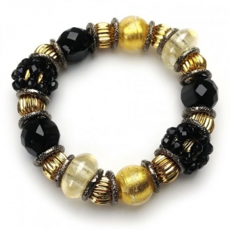 Murano Glass Bracelet Black/Gold
