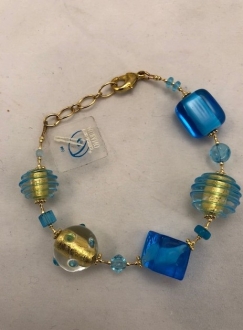 Murano Glass Bracelet Blue/Gold