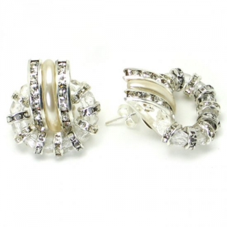Murano Glass Pearl Earrings With Crystals