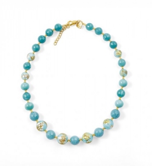 Murano Glass Necklace Light Blue With Angelite