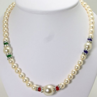 Short necklace strand of murano glass beads with crystals