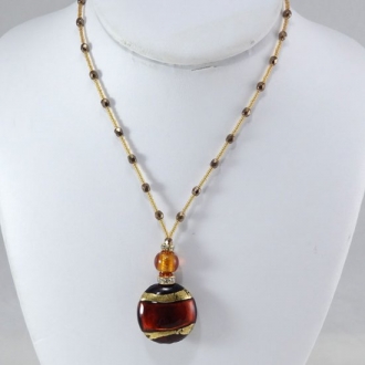 Murano Bead Necklace Amber