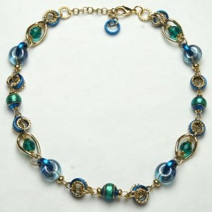 Murano Glass Necklace Short Blue