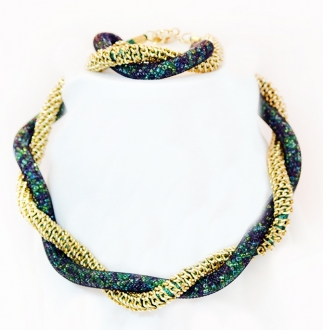 Astro green murano glass necklace and bracelet