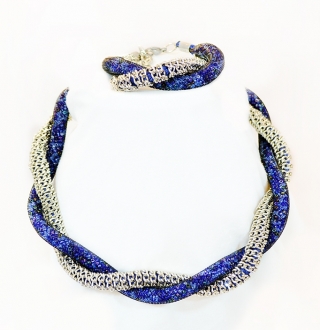Astro blue murano glass necklace and bracelet