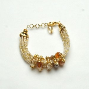 Luxurious Murano Glass Bracelet White/Amber