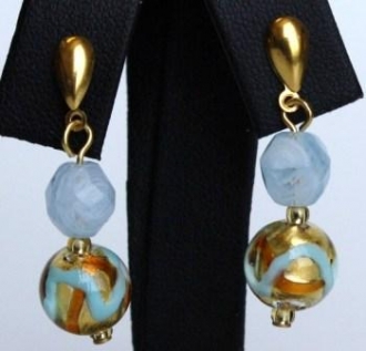 Murano Glass  Earring Light Blue