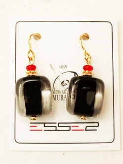 Murano Glass Earrings Black/Clear