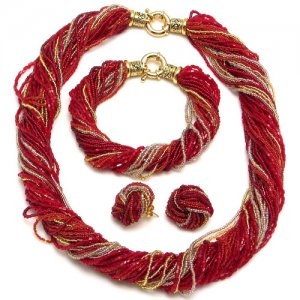 Murano Glass Twist Necklace Red