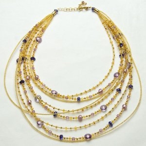 Royal Murano Glass Necklace Short Purple