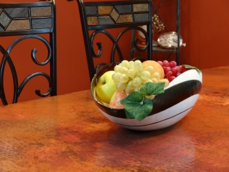 Large Sinfonia Murano Glass Ivory Black and Mother of Pearl Folded bowl