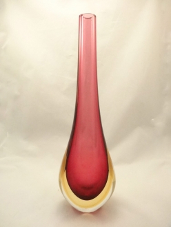 Murano Glass Ruby Amber Somerso Gocce Vase
