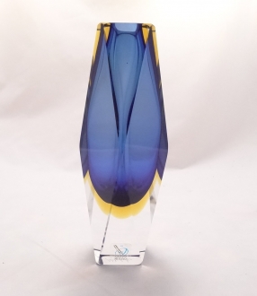 Blue and amber edged vase Large