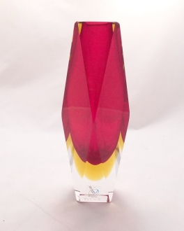Red and amber edged vase small