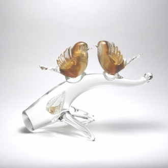 Murano Glass Two Birds on the Branch