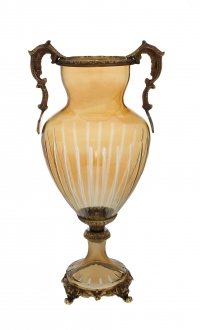 Amber Crystal and Brass Vase