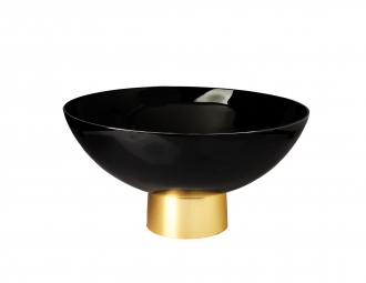 Black Glass Bowl on Gold Base