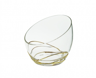 Glass Egg Shaped bowl with Swirl Gold Design
