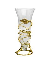 Glass Vase Insert with Gold Leaf Base