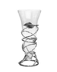 Glass Vase Insert with Silver Leaf Base