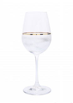 Set of 6 Modern Water Glasses with Gold Strip and Design