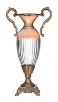 14 Amber Glass Brass Vase