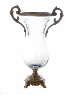 15 Glass Brass Vase-Clear