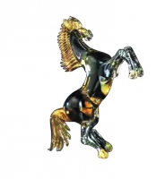 Murano Glass Amber/Black/Gold Horse