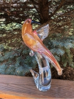 Bird Ruby/Gold Head Forward Murano Glass