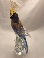 Murano Glass Parrot Blue/Gold
