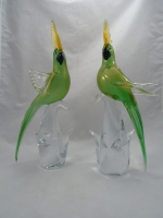 Murano Parrot Green Gold Open Wings